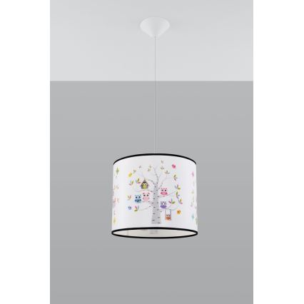 Lámpara colgante infantil OWLS 1xE27/15W/230V diá. 40 cm búhos