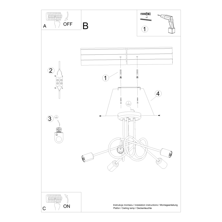 Lámpara de techo LOOP 5xE27/15W/230V blanco