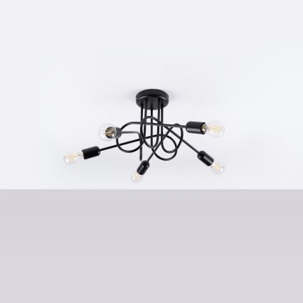 Lámpara de techo LOOP 5xE27/15W/230V negro