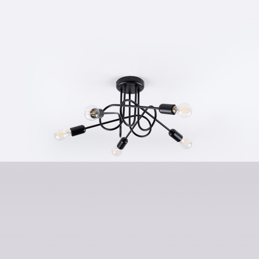 Lámpara de techo LOOP 5xE27/15W/230V negro