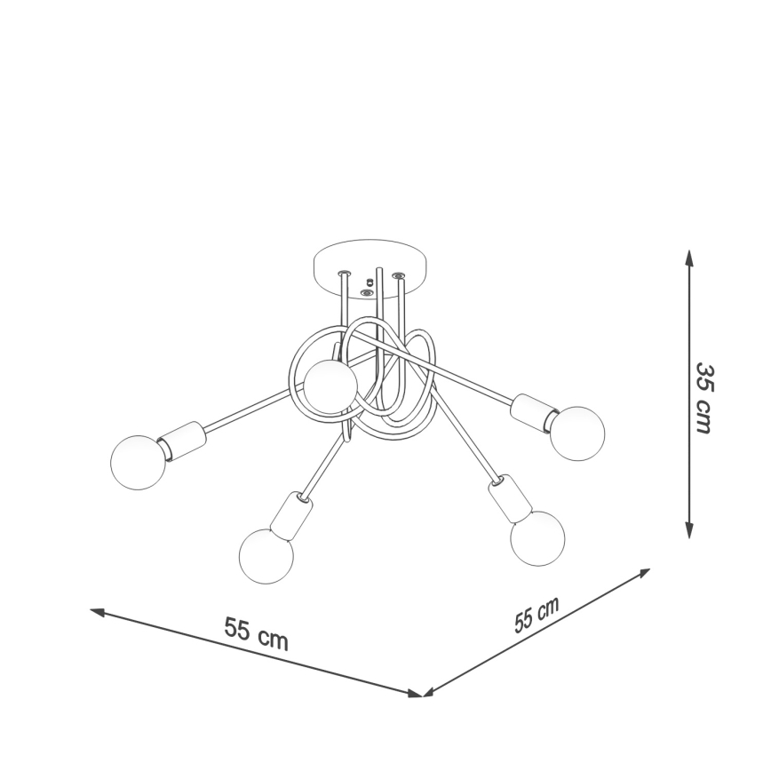 Lámpara de techo LOOP 5xE27/15W/230V cromo brillante