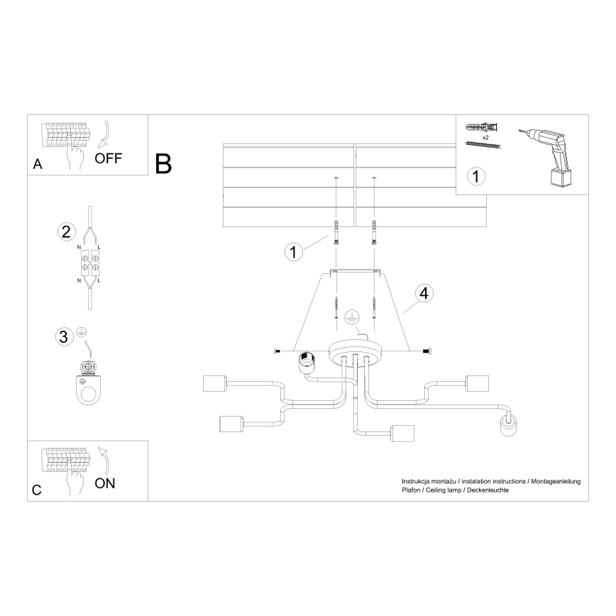 Lámpara de techo VECTOR 6xE27/15W/230V blanco