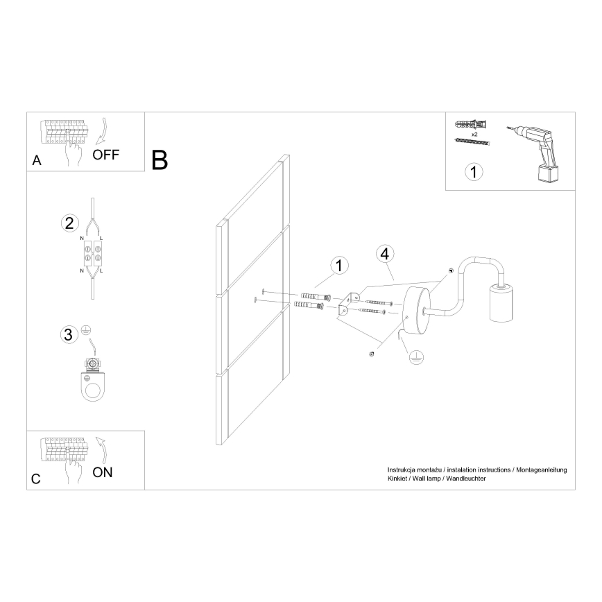 Aplique VECTOR 1xE27/15W/230V negro