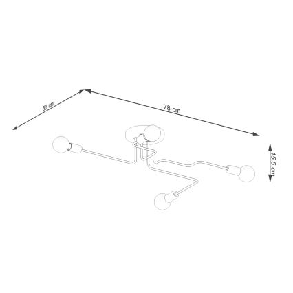Lámpara de techo VECTOR 4xE27/15W/230V negro