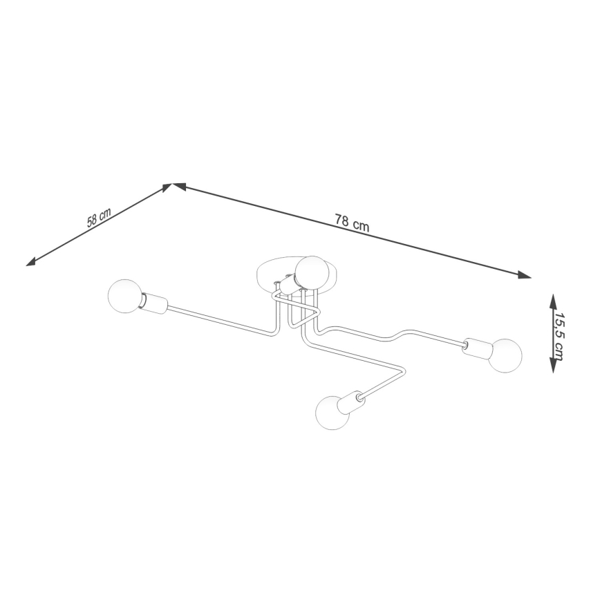 Lámpara de techo VECTOR 4xE27/15W/230V negro