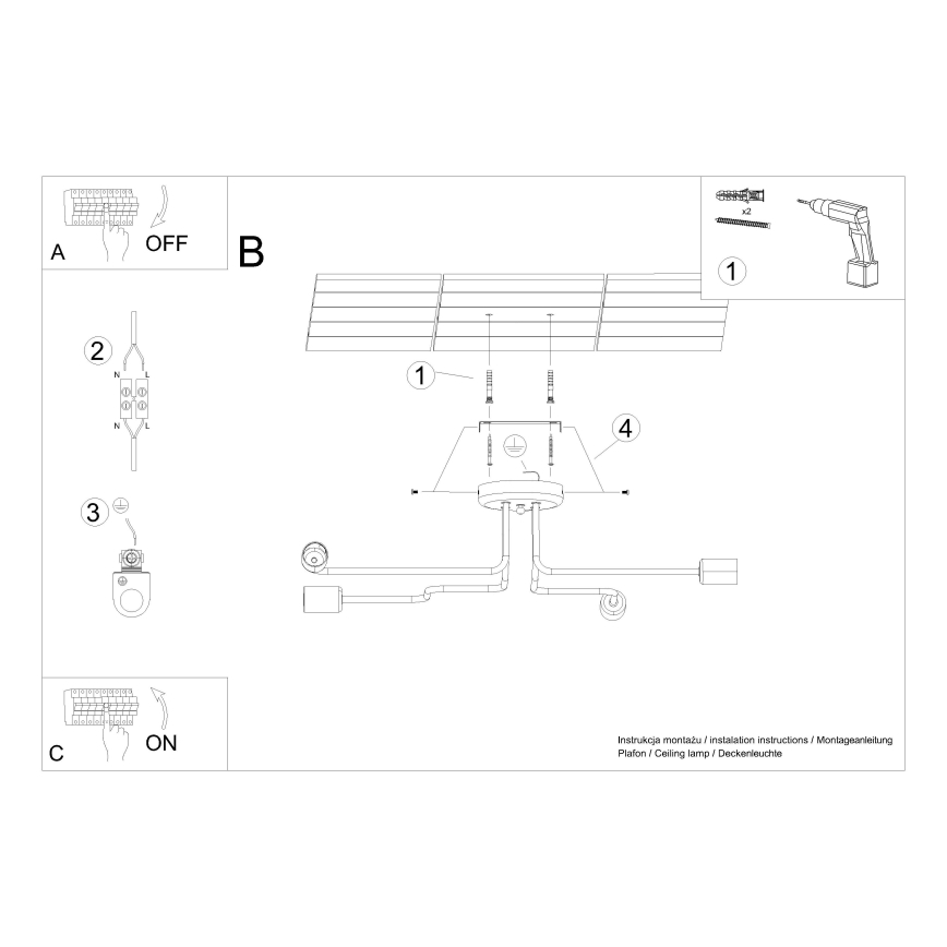 Lámpara de techo VECTOR 4xE27/15W/230V negro