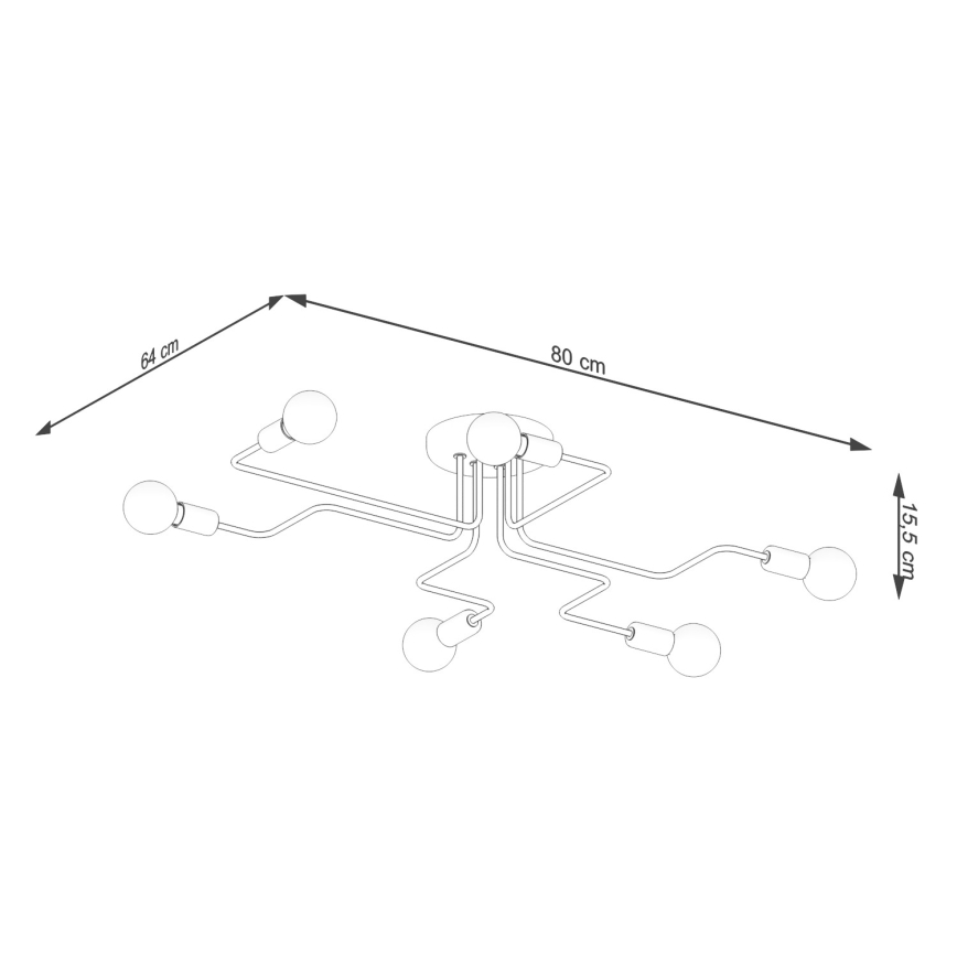 Lámpara de techo VECTOR 6xE27/15W/230V negro
