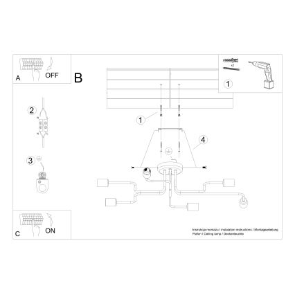 Lámpara de techo VECTOR 6xE27/15W/230V negro