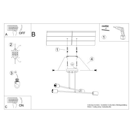 Lámpara colgante NORAH 4xE27/15W/230V negro