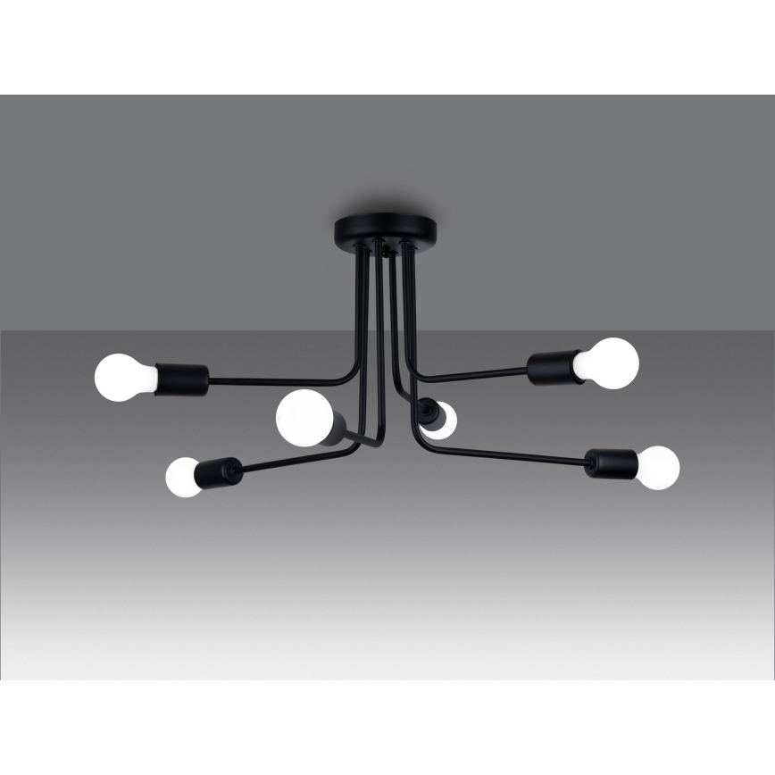 Lámpara colgante NORAH 6xE27/15W/230V negro