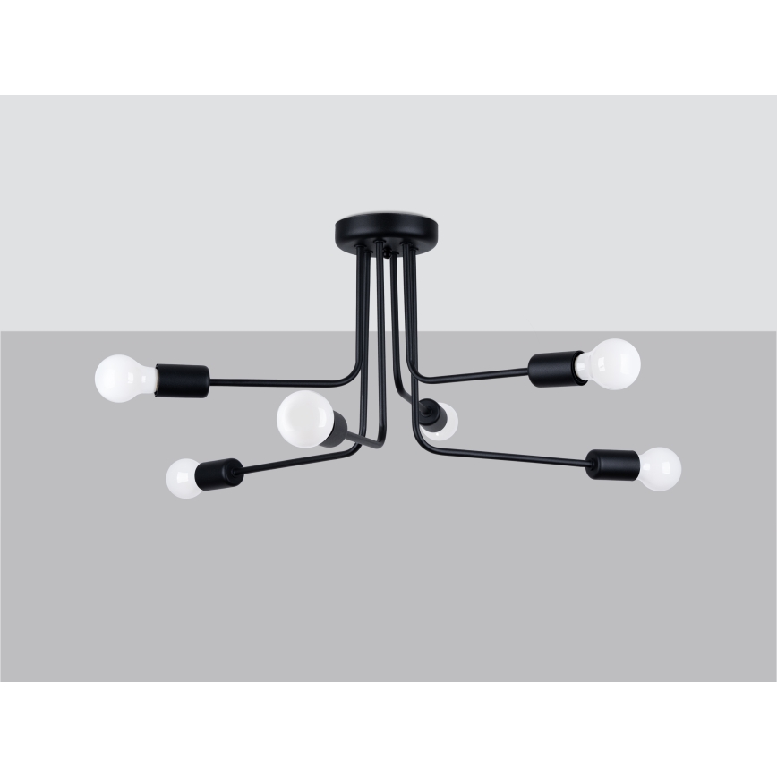 Lámpara colgante NORAH 6xE27/15W/230V negro