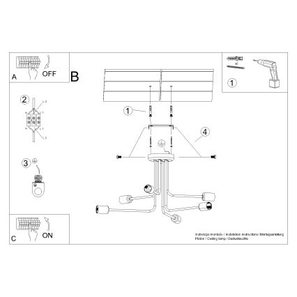 Lámpara colgante NORAH 6xE27/15W/230V negro