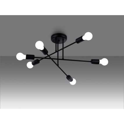 Lámpara colgante NORAH 6xE27/15W/230V negro