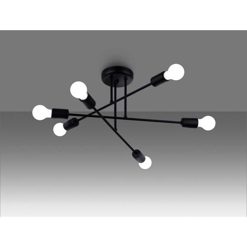 Lámpara colgante NORAH 6xE27/15W/230V negro