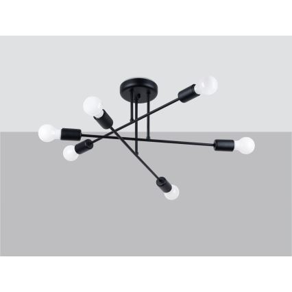 Lámpara colgante NORAH 6xE27/15W/230V negro