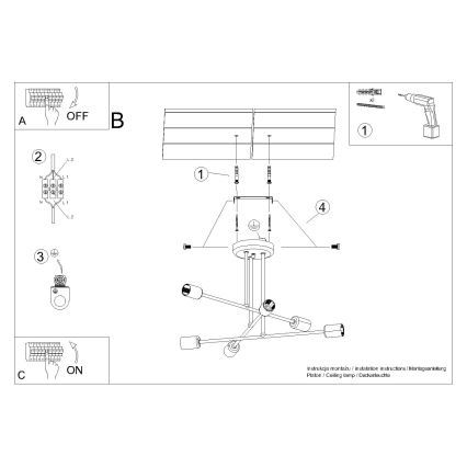 Lámpara colgante NORAH 6xE27/15W/230V negro