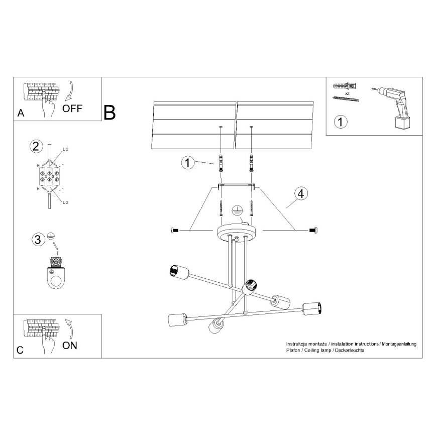 Lámpara colgante NORAH 6xE27/15W/230V negro