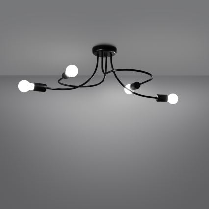 Lámpara colgante LEVAR 4xE27/15W/230V negro