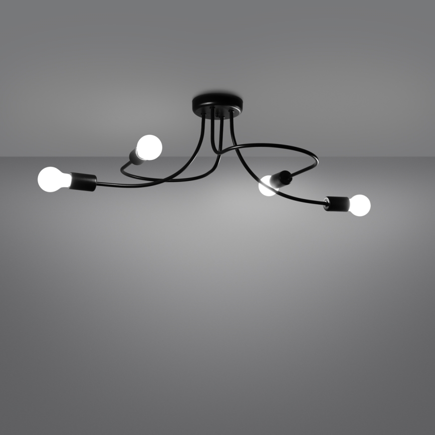 Lámpara colgante LEVAR 4xE27/15W/230V negro