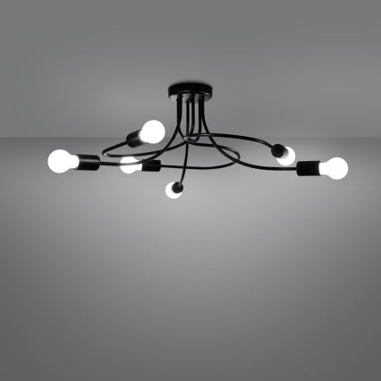 Lámpara colgante LEVAR 6xE27/15W/230V negro
