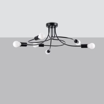 Lámpara colgante LEVAR 6xE27/15W/230V negro