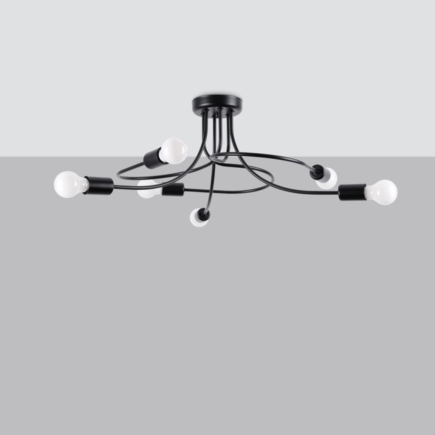 Lámpara colgante LEVAR 6xE27/15W/230V negro