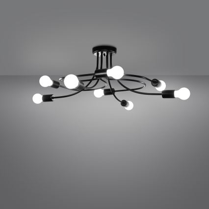 Lámpara colgante LEVAR 8xE27/15W/230V negro