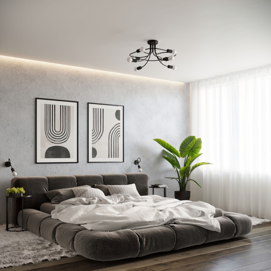 Lámpara colgante LEVAR 8xE27/15W/230V negro