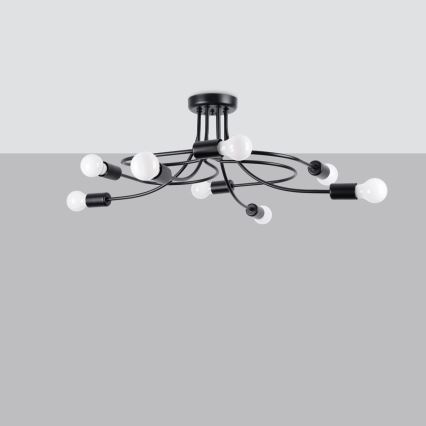 Lámpara colgante LEVAR 8xE27/15W/230V negro