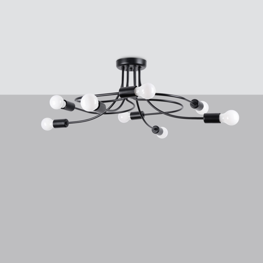 Lámpara colgante LEVAR 8xE27/15W/230V negro