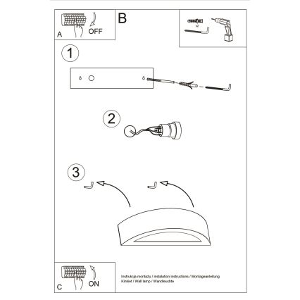Aplique ATENA 1xE27/15W/230V 30 cm blanco