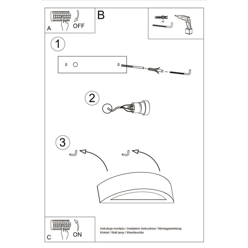 Aplique ATENA 1xE27/15W/230V 30 cm blanco