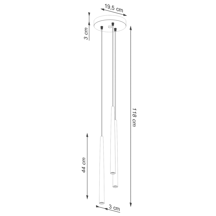 Lámpara colgante BLISS 3xG9/8W/230V negro