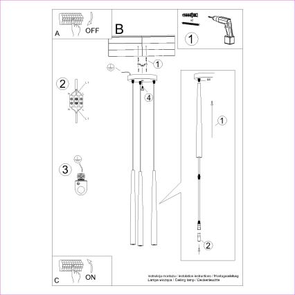 Lámpara colgante BLISS 3xG9/8W/230V negro