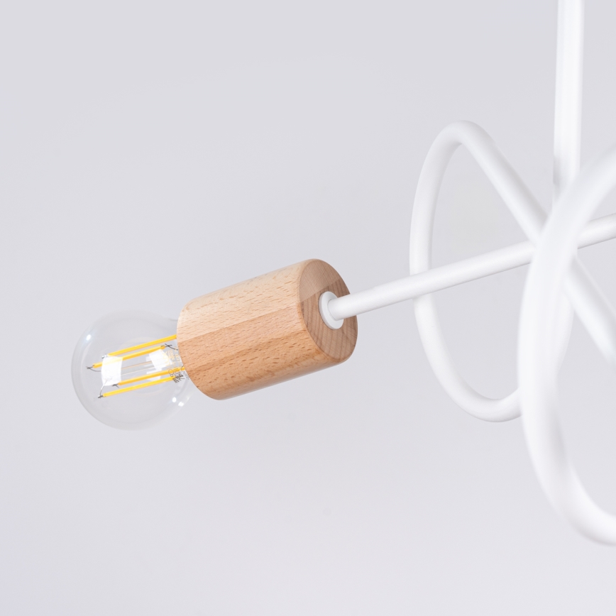 Lámpara de techo EMBER 3xE27/15W/230V blanco/beige/haya