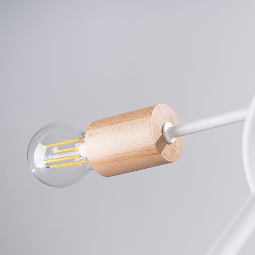 Lámpara de techo EMBER 5xE27/15W/230V blanco/beige/haya