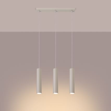 Lámpara colgante LAGOS 3xGU10/10W/230V color crema