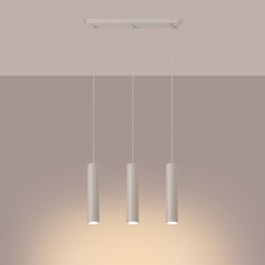 Lámpara colgante LAGOS 3xGU10/10W/230V color crema