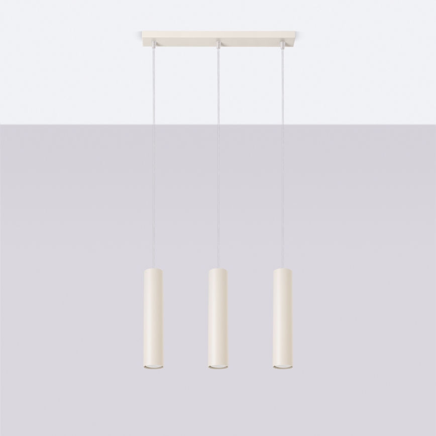 Lámpara colgante LAGOS 3xGU10/10W/230V color crema