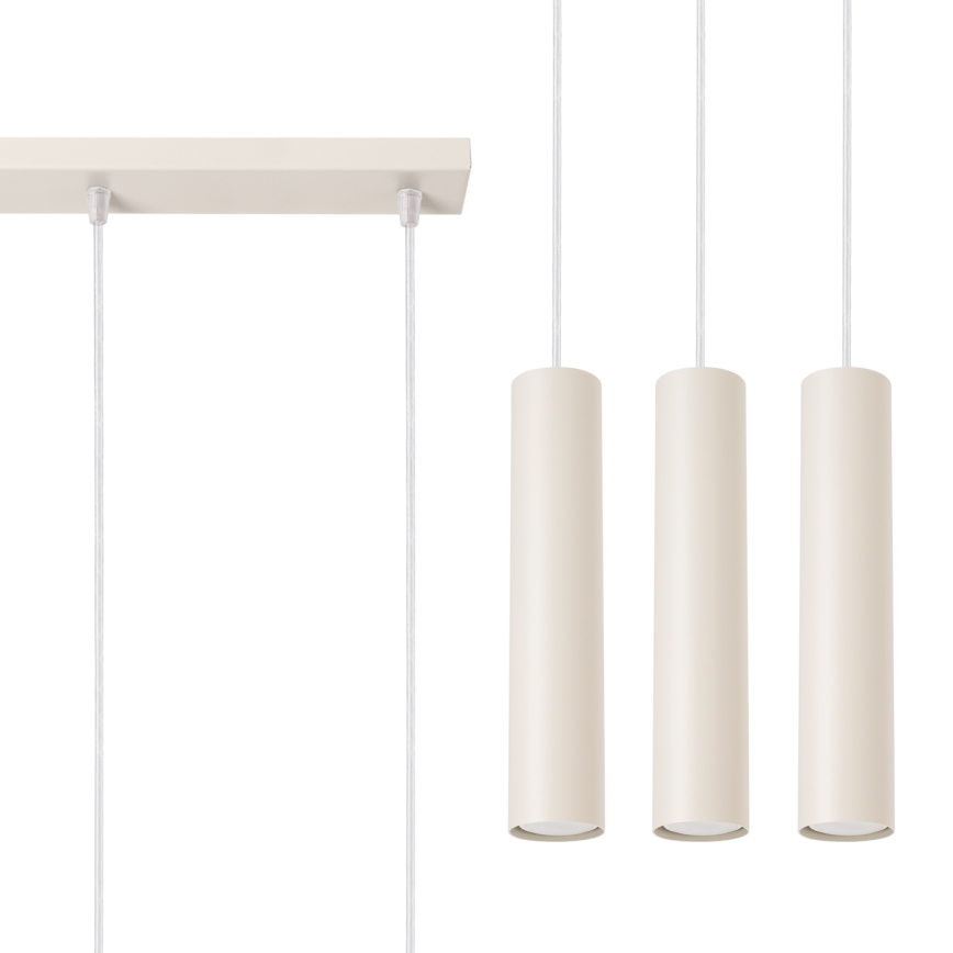 Lámpara colgante LAGOS 3xGU10/10W/230V color crema