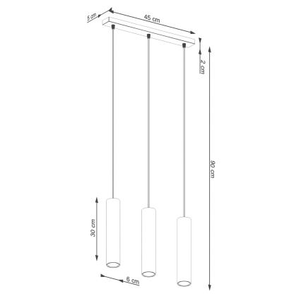 Lámpara colgante LAGOS 3xGU10/10W/230V color crema