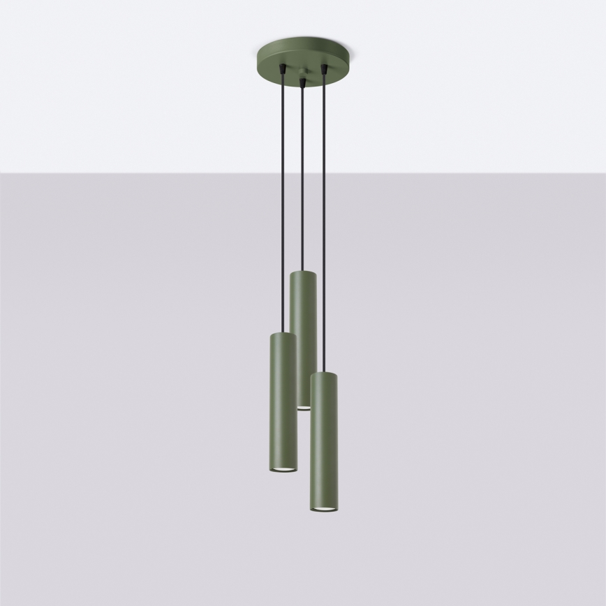 Lámpara colgante LAGOS 3xGU10/10W/230V verde
