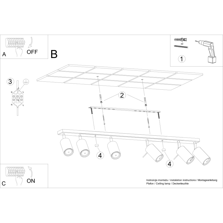 Foco RING 6xGU10/10W/230V rojo