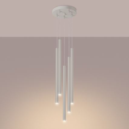 Lámpara colgante PASTELO 5xG9/8W/230V color crema