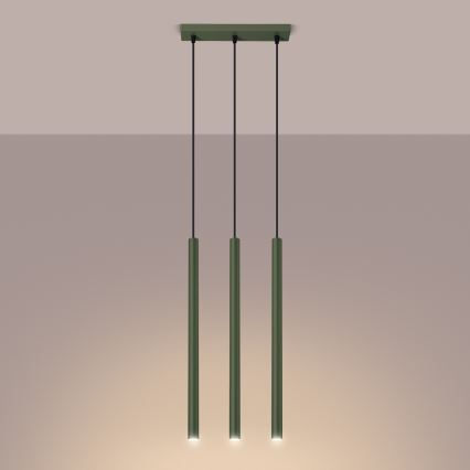 Lámpara colgante PASTELO 3xG9/8W/230V verde
