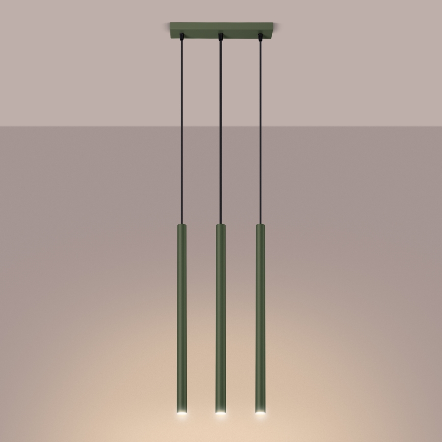 Lámpara colgante PASTELO 3xG9/8W/230V verde