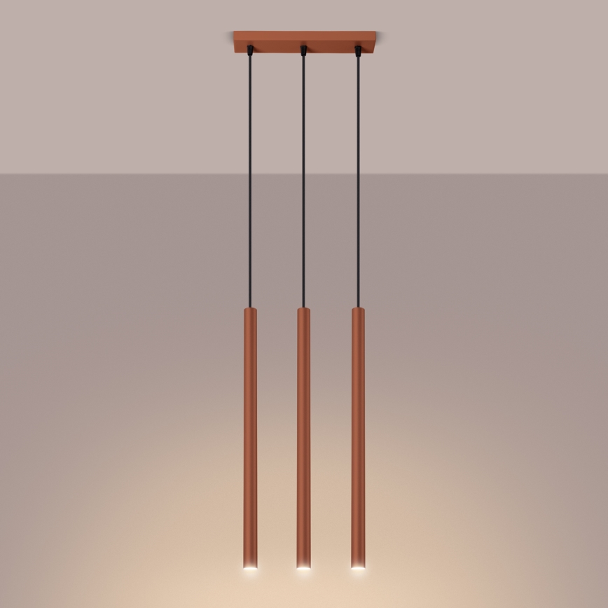 Lámpara colgante PASTELO 3xG9/8W/230V rojo