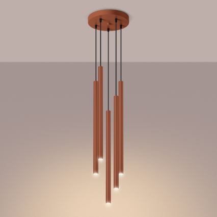 Lámpara colgante PASTELO 5xG9/8W/230V rojo