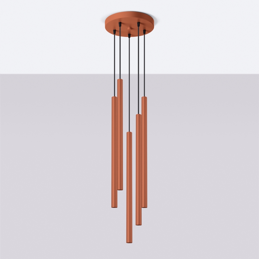 Lámpara colgante PASTELO 5xG9/8W/230V rojo