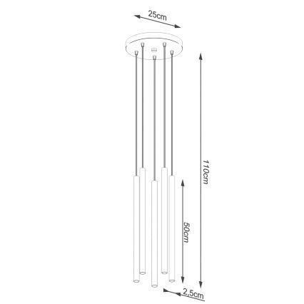 Lámpara colgante PASTELO 5xG9/8W/230V rojo